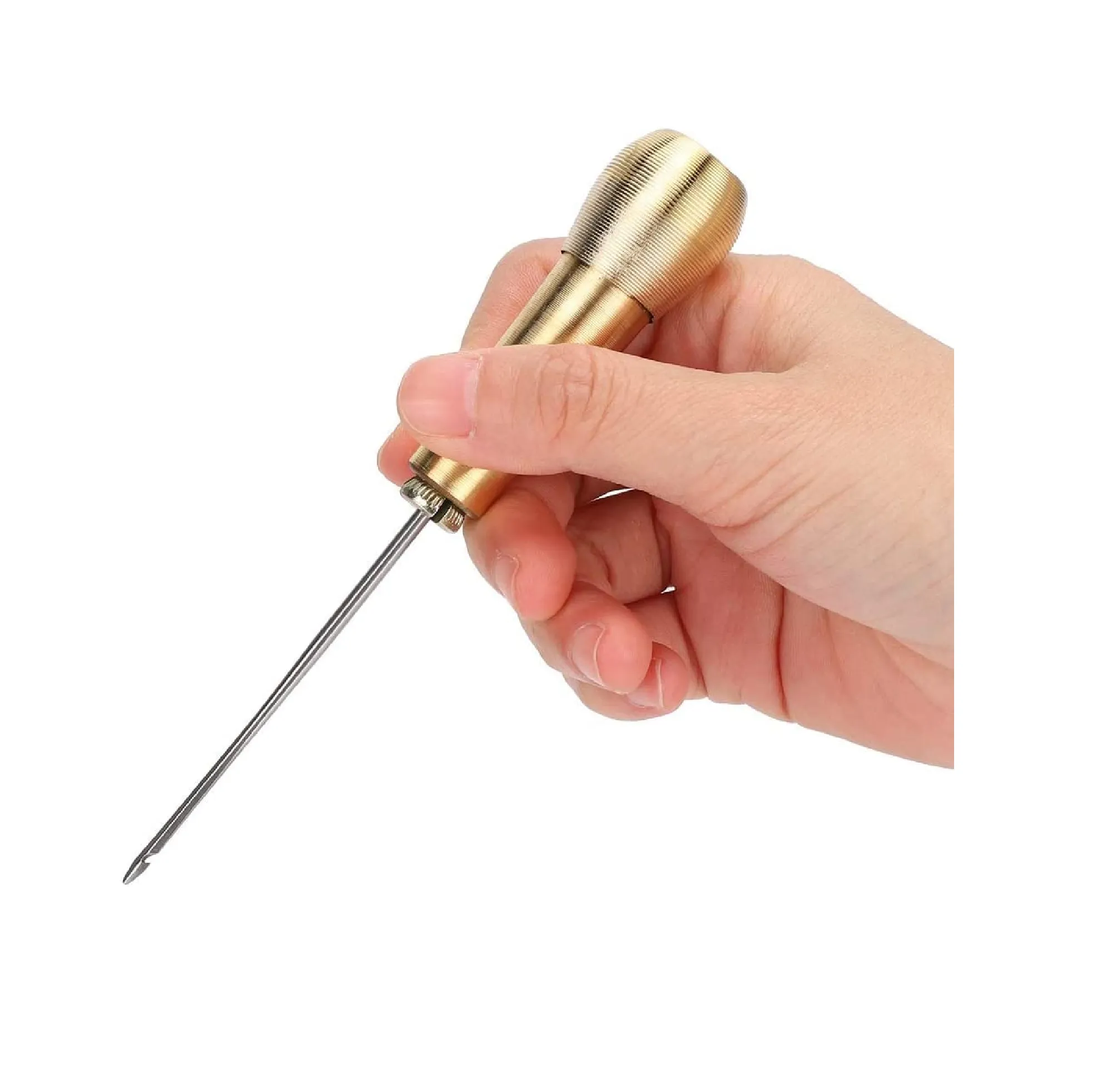 2pcs Leather Sewing Awl Needle with Copper Handle 6 Needles Sewing Awl Hand Stitcher Shoe Repair Tool Kit for Handmade Leather Sewing Tools Shoe and Leather Repair