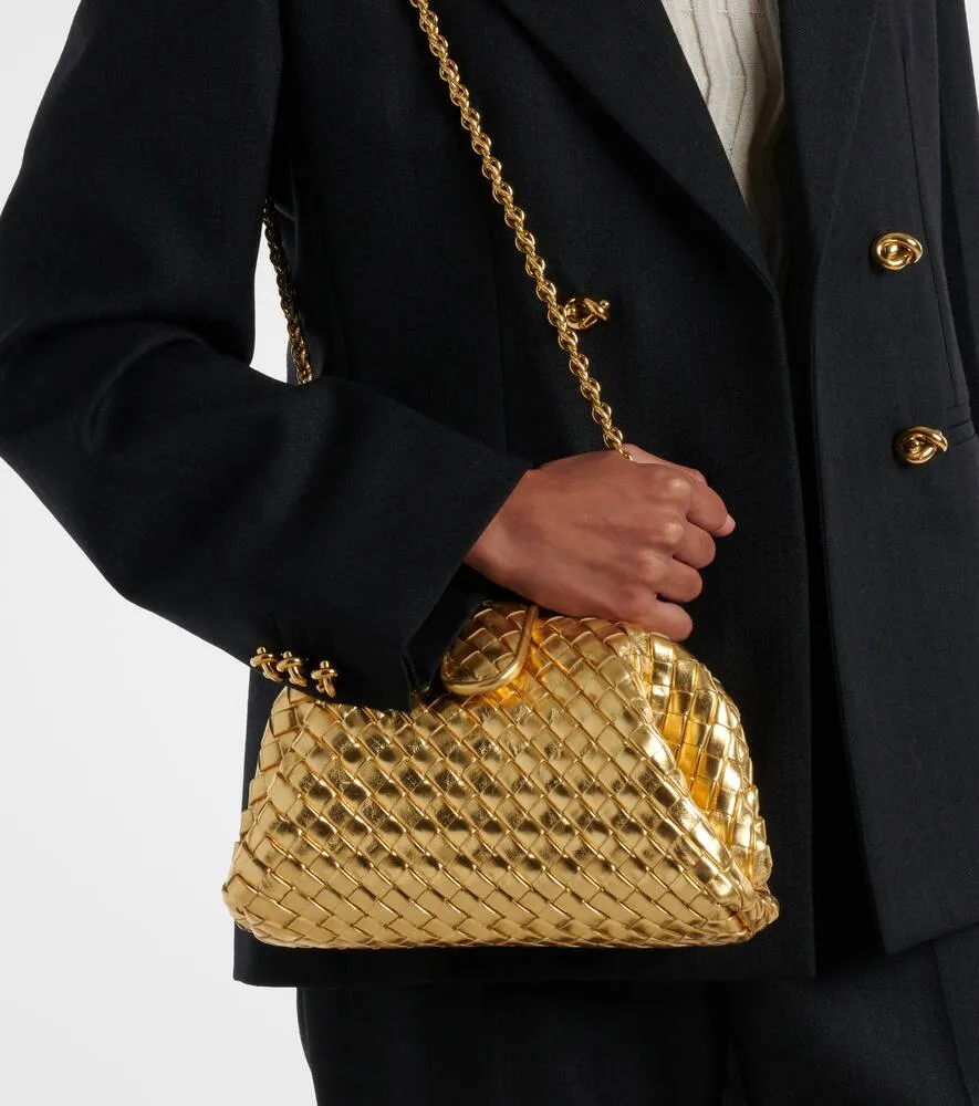 Bottega Veneta Lauren 1980 Small mirrored leather clutch