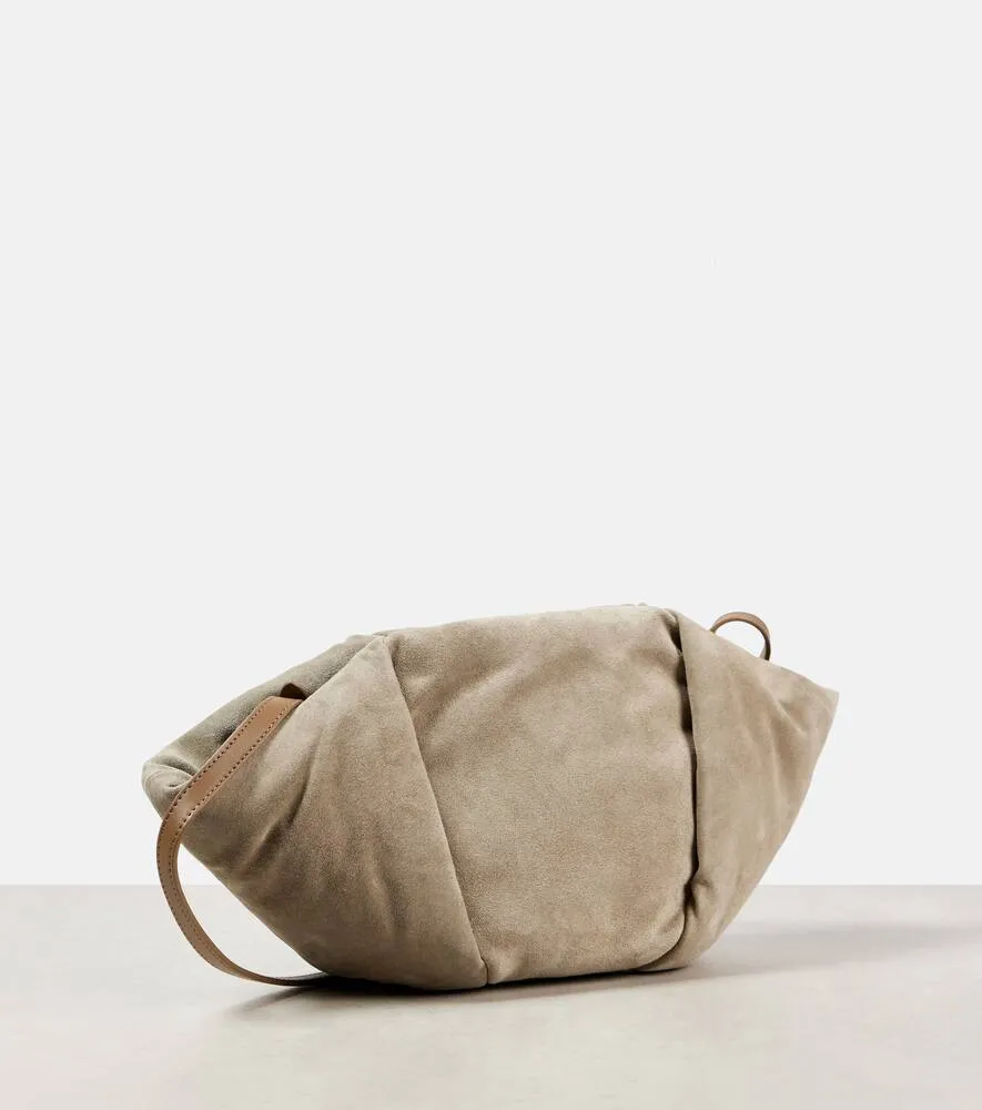 Brunello Cucinelli Fold-Over Small suede clutch