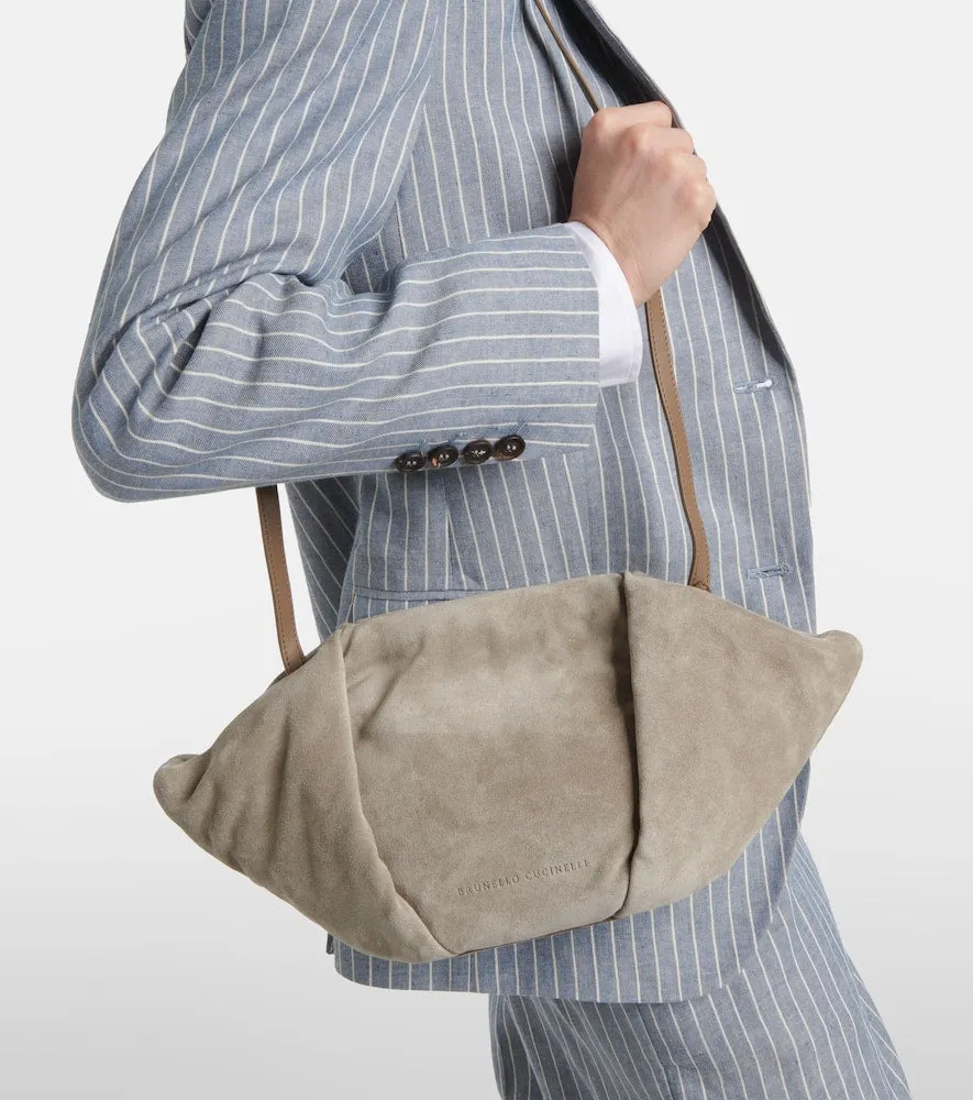 Brunello Cucinelli Fold-Over Small suede clutch