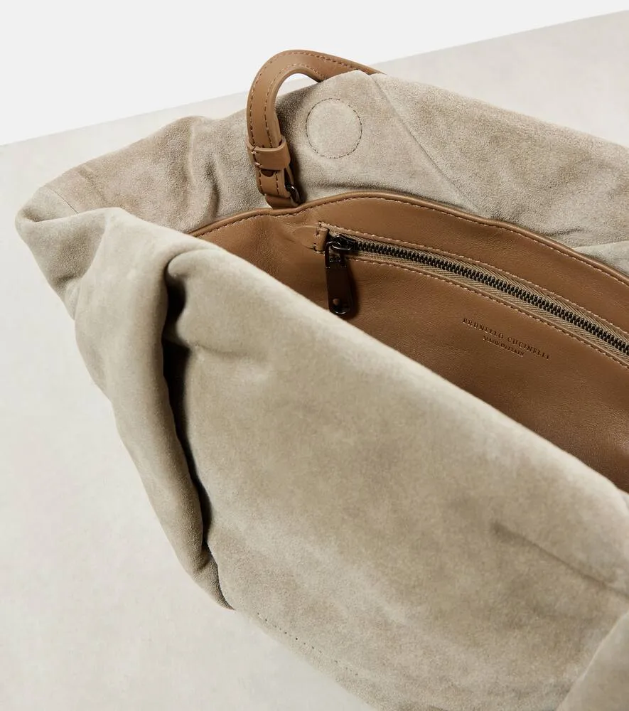 Brunello Cucinelli Fold-Over Small suede clutch