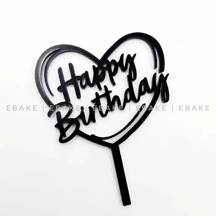 Happy Birthday Mini Topper Black