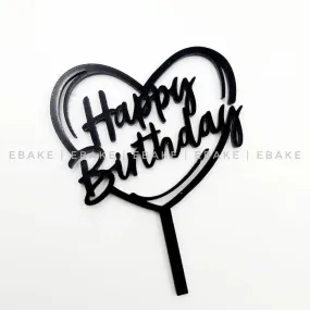 Happy Birthday Mini Topper Black