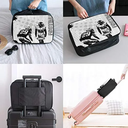 HFXFM American Football Travel Pouch Carry-on Duffel Bag Waterproof Portable Luggage Bag Attach
