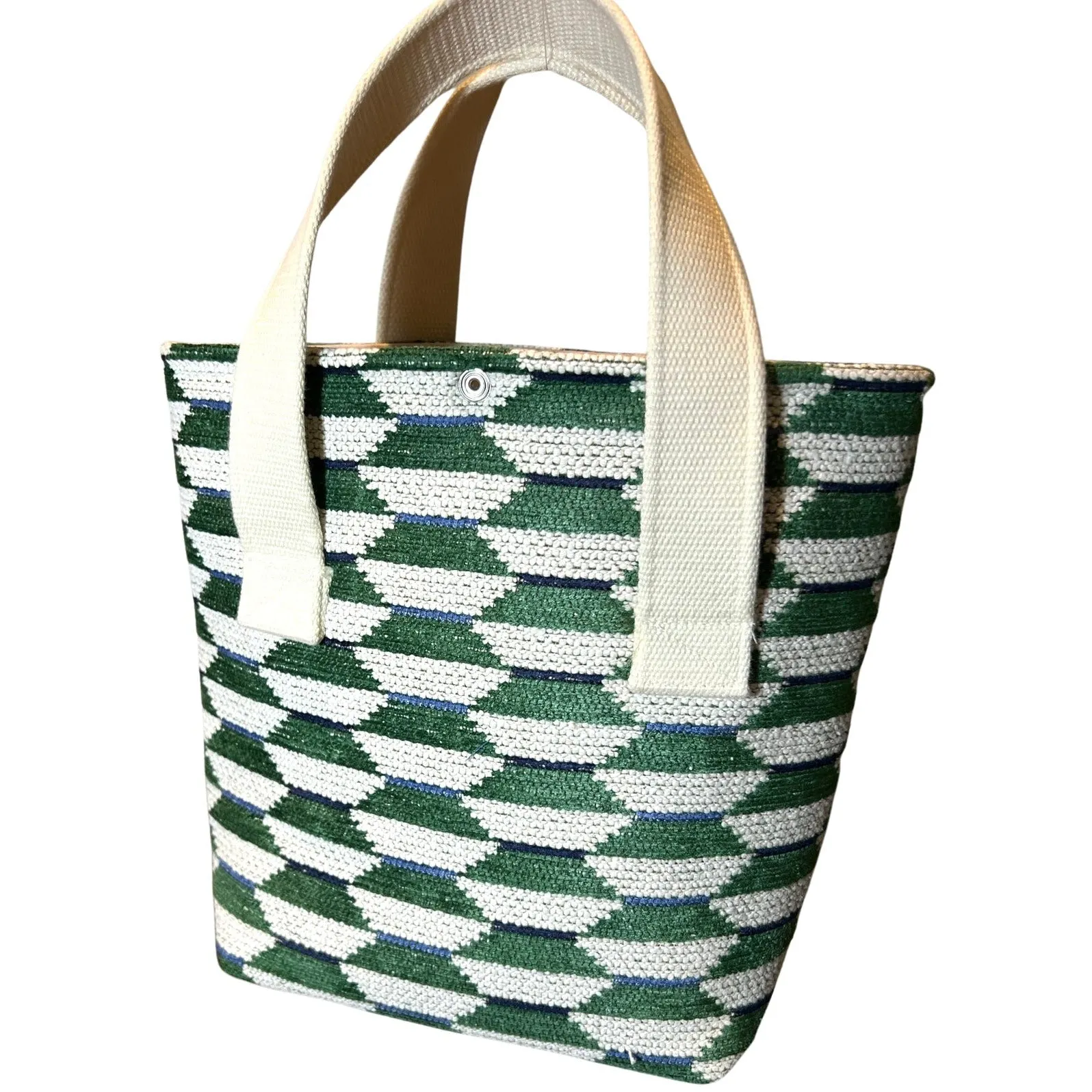 Kelly Green Geometric Wine Tote (Double Bottle)