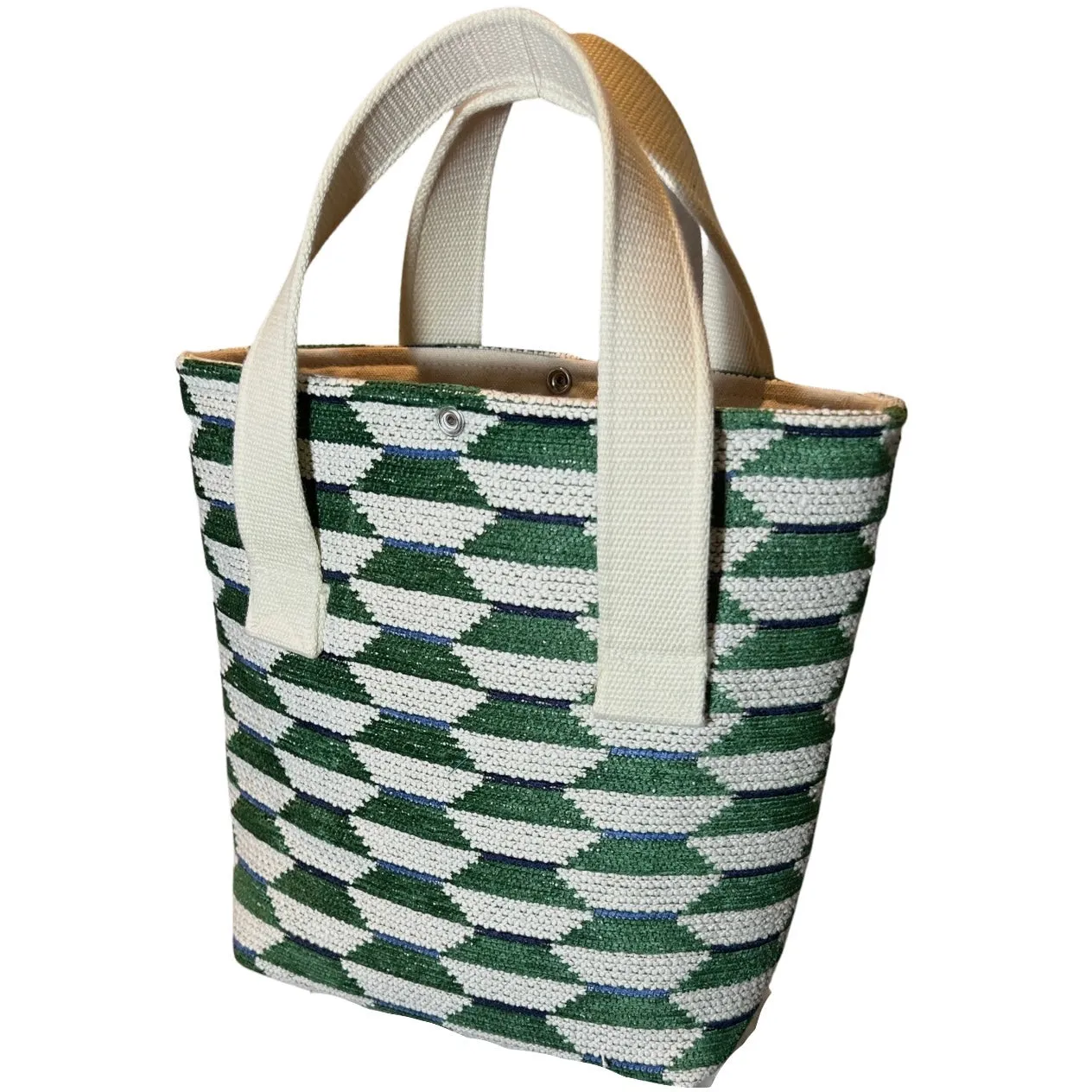 Kelly Green Geometric Wine Tote (Double Bottle)