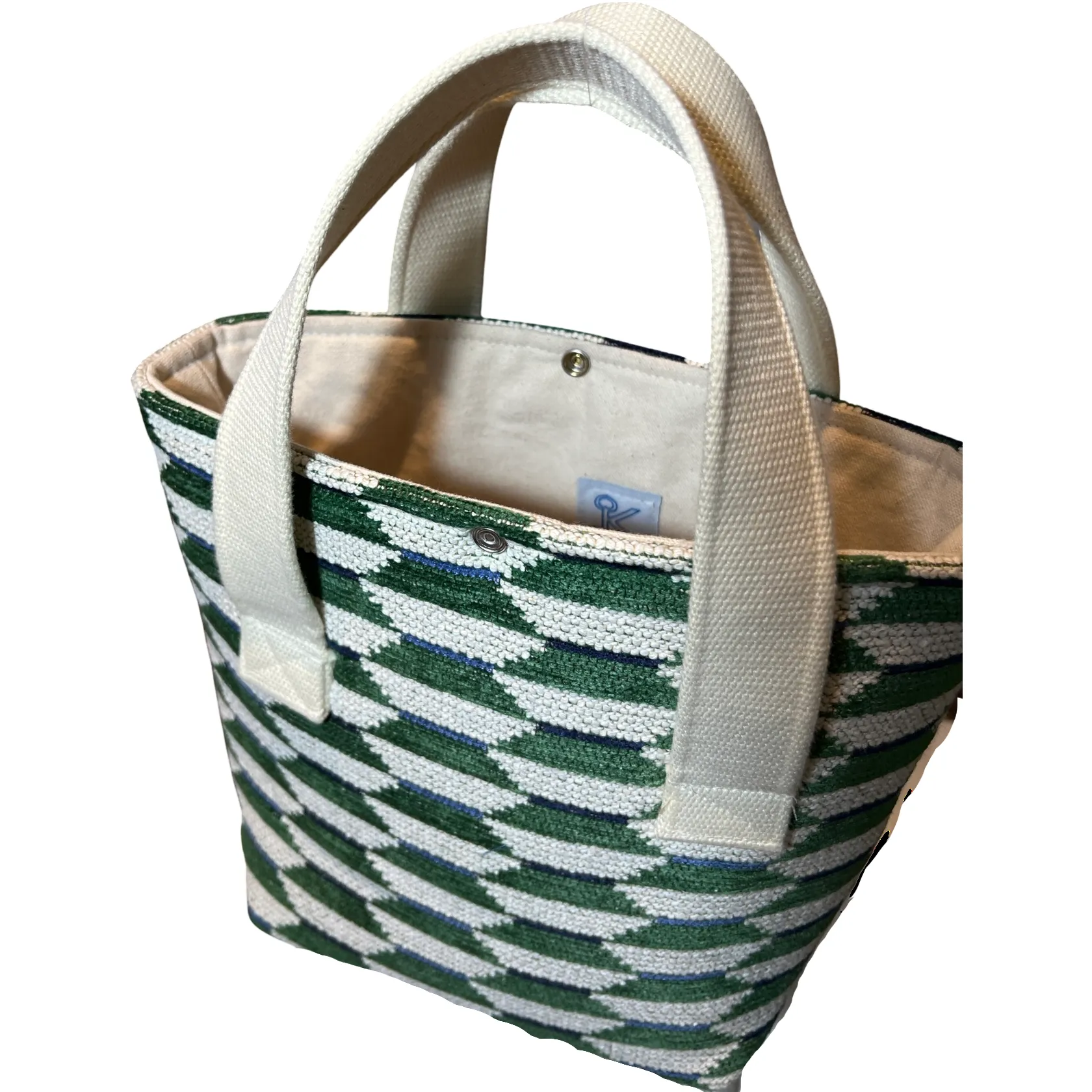 Kelly Green Geometric Wine Tote (Double Bottle)