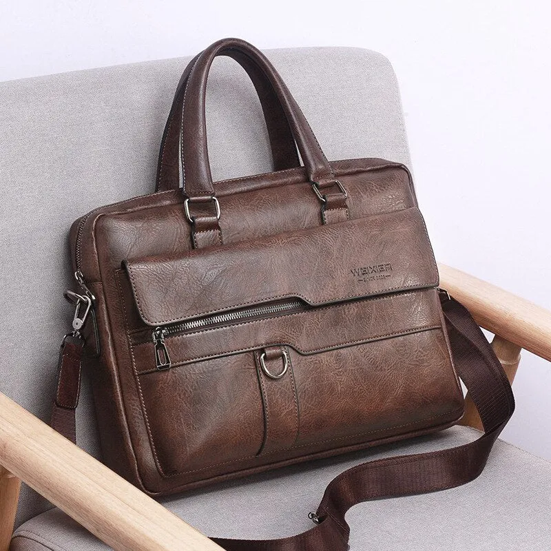 Men Briefcase Bag for Documents Designer Leather Luxury Brand Men's Business Travel Bag A4 Document Organizer handbag