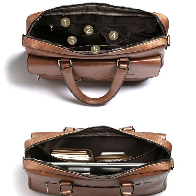 Men Briefcase Bag for Documents Designer Leather Luxury Brand Men's Business Travel Bag A4 Document Organizer handbag