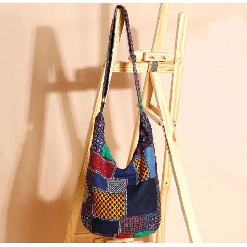 UAKISS  -  Bohemian Pure Handmade Adjustable Strap Bags Classic Vintage Fringe Ball Bags Women Shoulder Crossbody Bag Cotton Canvas