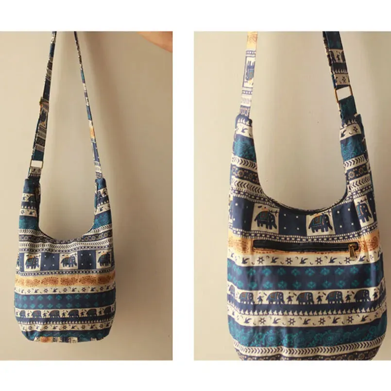 UAKISS  -  Bohemian Pure Handmade Adjustable Strap Bags Classic Vintage Fringe Ball Bags Women Shoulder Crossbody Bag Cotton Canvas