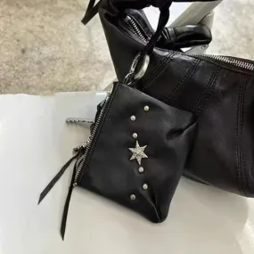 Uakiss Korean Fashion Y2k Aesthetic Mini Top-Handle Bags Streetwear Trendy Star Rivet Purses and Handbags Casual Women Vintage Clutches
