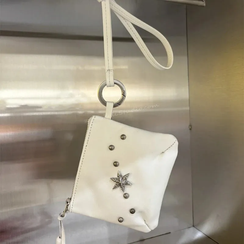 Uakiss Korean Fashion Y2k Aesthetic Mini Top-Handle Bags Streetwear Trendy Star Rivet Purses and Handbags Casual Women Vintage Clutches