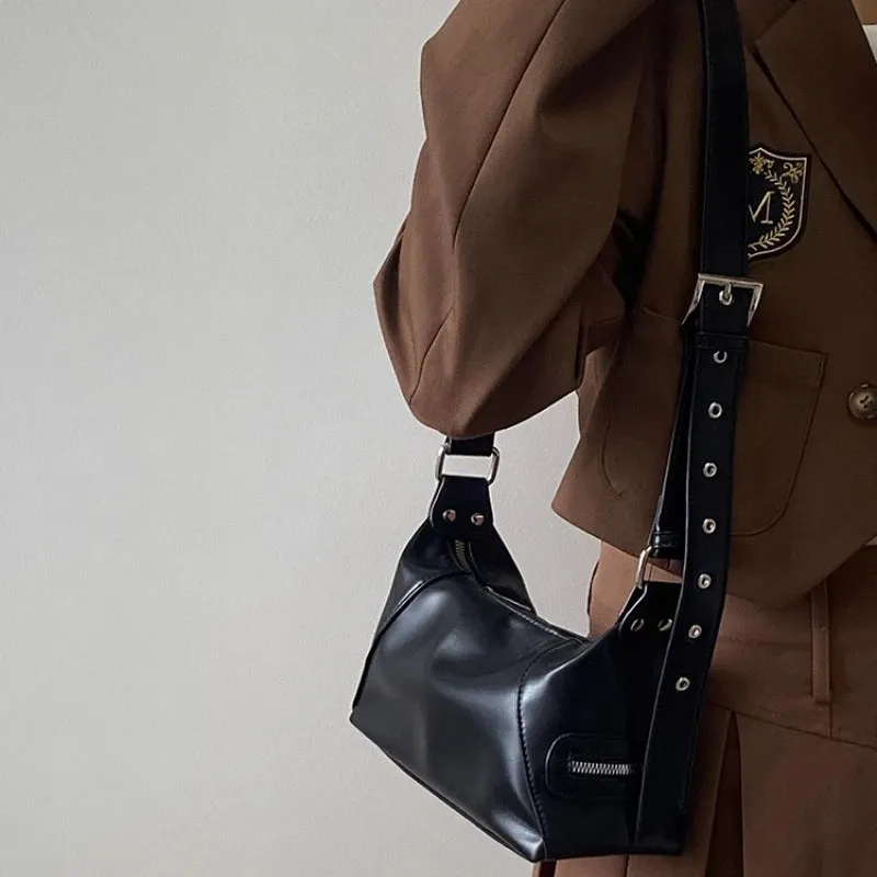 Uakiss Streetwear All Match Casual Women's Handbags Vintage Y2k Aesthetic Simple Shoulder Bag Fashion Trendy Punk Female Crossbody Bags
