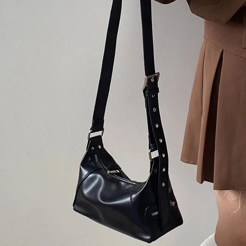 Uakiss Streetwear All Match Casual Women's Handbags Vintage Y2k Aesthetic Simple Shoulder Bag Fashion Trendy Punk Female Crossbody Bags