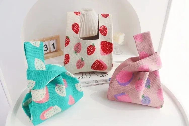 UAKISS  -  Y2k Aesthetic Sweet Strawberry Knitted Top-Handle Bags Casual Korean Women Fashion Clutches All Match Kawaii Mini Purse Handbags