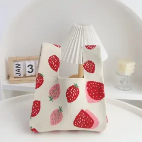 UAKISS  -  Y2k Aesthetic Sweet Strawberry Knitted Top-Handle Bags Casual Korean Women Fashion Clutches All Match Kawaii Mini Purse Handbags