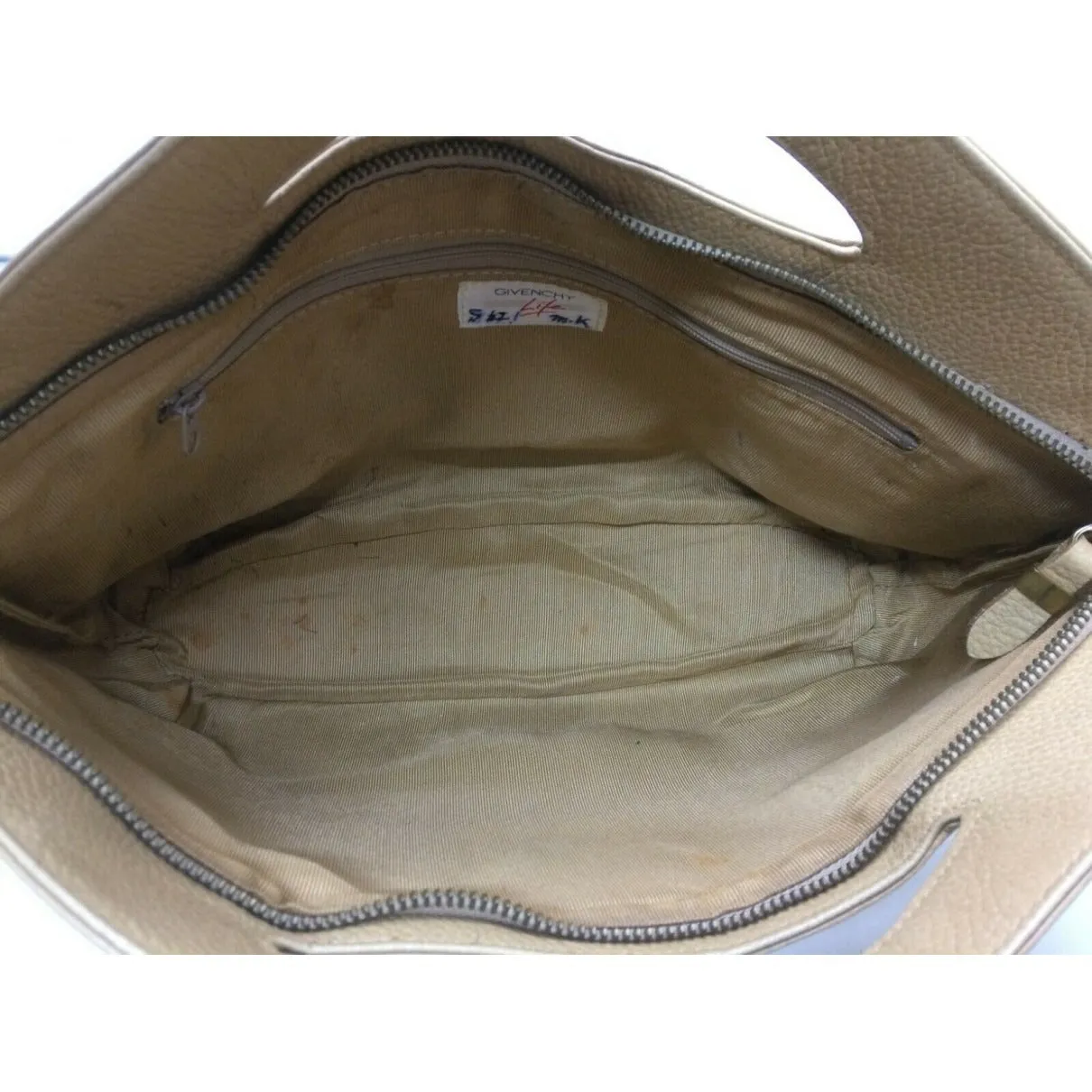 Vintage, Givenchy camel-coloured textured leather, large tote with a leather port hole/punch in the center of the top handle
