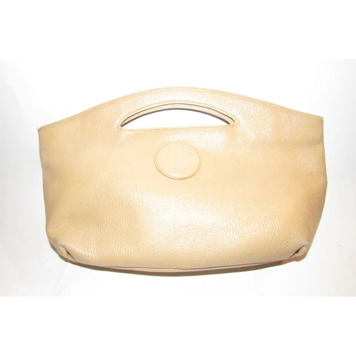 Vintage, Givenchy camel-coloured textured leather, large tote with a leather port hole/punch in the center of the top handle